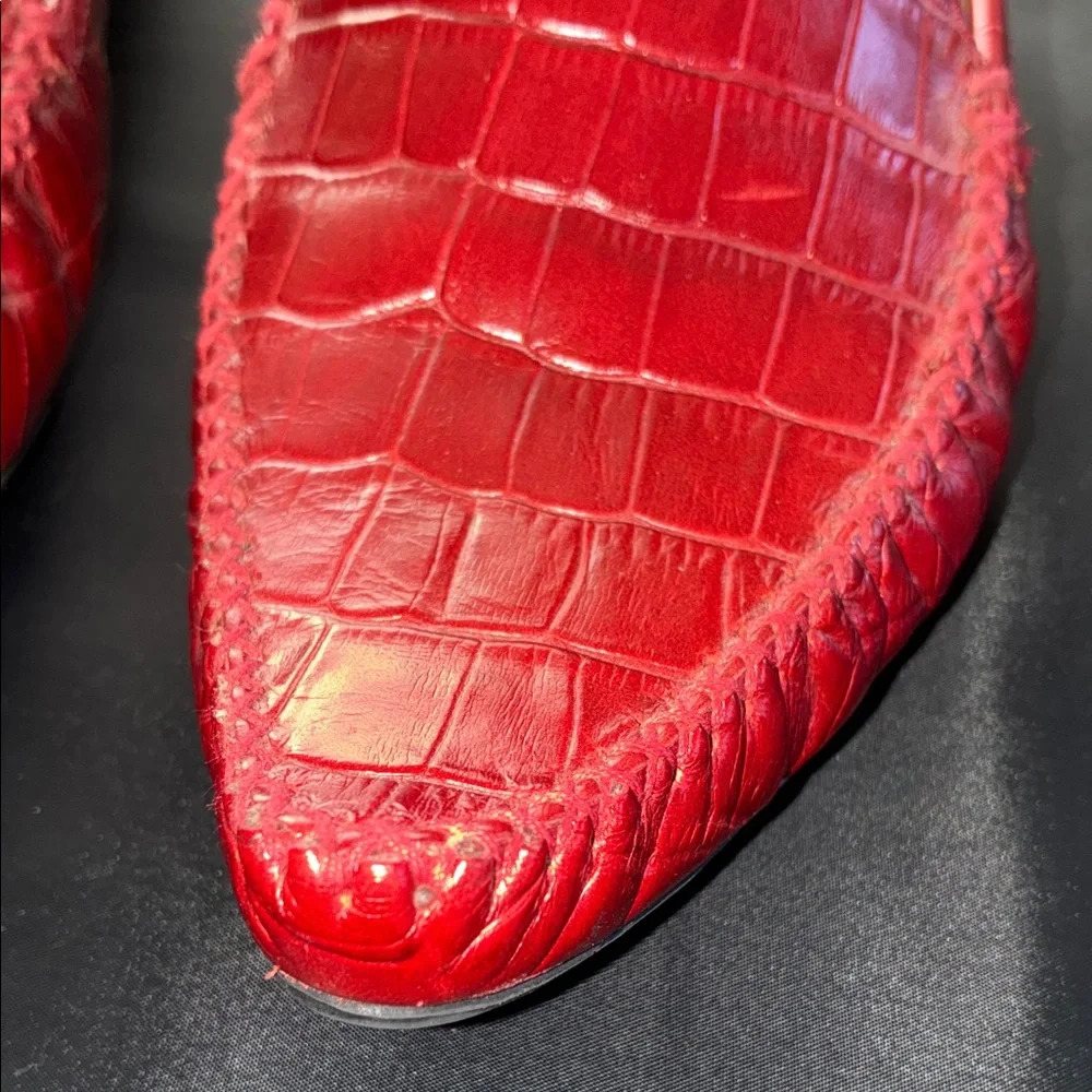 Nicole Women's Vibrant Red Croc-Embossed Flats - Picture 7 of 10